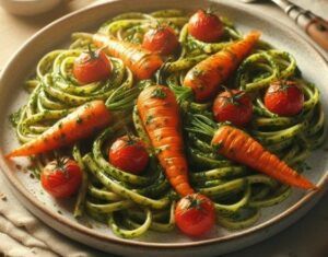 Carrot-Top-Pesto-Pasta-Zero-Waste-Meals-Means-Scraps-in-Delight