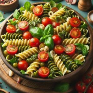 Pasta-Salad-with-Pesto-and-Cherry-Tomatoes-A-Picnic-With-Unforgettably-Food