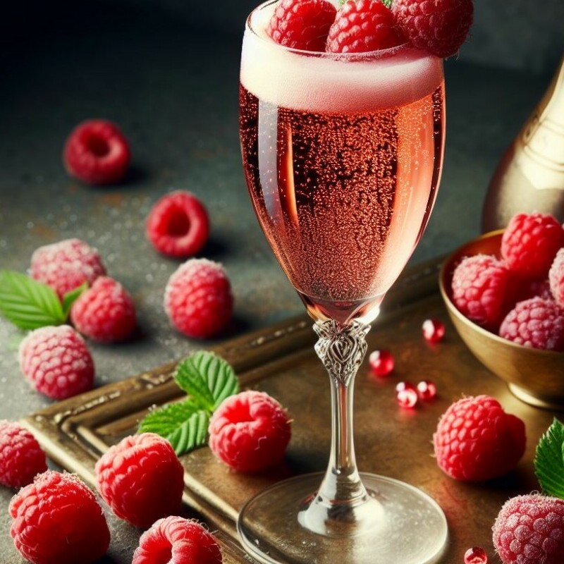 Raspberry-Champagne-Cocktail-New-Year's-and-Valentines-day-Recipes