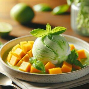 Basil-and-Sour-Mango-Ice-Cream-Delicious-Food-Recipes-of-Thai-Taste