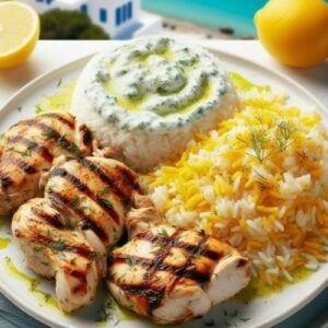 Recipes-from-Greek-Cuisine-Tzatziki,-Dill-Chicken,-Lemon-Pilaf